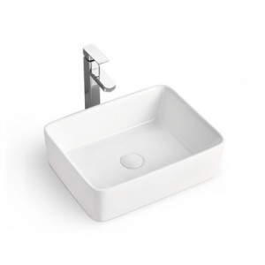 Bathroom Vessel Sink Rectangle Modern White Porcelain Ceramic Above Counter Lavatory Vanity Sink Bowl Art Basin