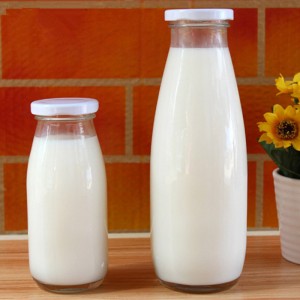 250ml 300ml 420ml 500ml 1000ml food grade round square empty juice milk tea water glass bottle with metal lids