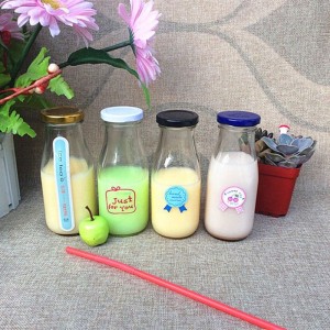 hot sale 500ml custom clear milk glass bottles with colored cap
