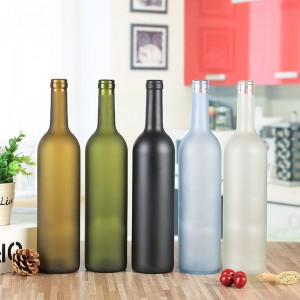 Wholesale All Kinds Of Frosted Empty Bordeaux Red Wine Glass Bottles With Cork 750ML