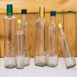 empty olive oil bottle with cap 250ml 500ml 750ml 1L clear square glass bottle for olive oil