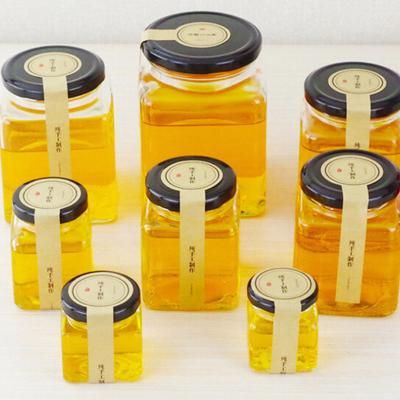 Hot Sale Small Square 50ml 100ml Hot Chili Sauce Jam Honey Bottles Glass Jars for Honey Jam Featured Image