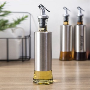 500ml Clear Glass Olive Oil Dispenser Bottle Set Oil Vinegar Cruet Bottle with Pourers Funnel and Labels