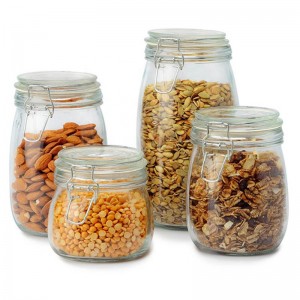 Square Food Storage Canisters Glass Jars with Airtight Lids for Kitchen Canning Cereal Pasta Sugar Spice 25OZ 34OZ
