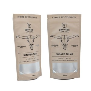 Custom Green with a Window Beef Jerky  Printing Stand-Up Pouches Colourful