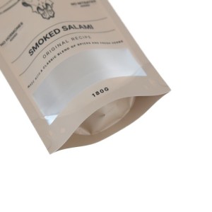 Custom Green with a Window Beef Jerky  Printing Stand-Up Pouches Colourful