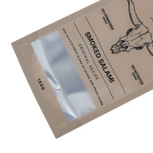 Custom Green with a Window Beef Jerky  Printing Stand-Up Pouches Colourful