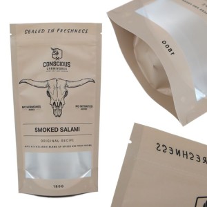 Custom Green with a Window Beef Jerky  Printing Stand-Up Pouches Colourful