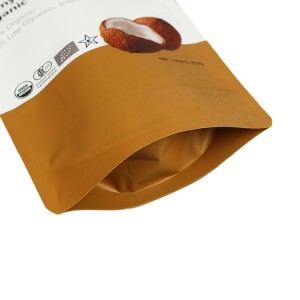 Custom printed resealable coconut chips snack food plastic packaging bag