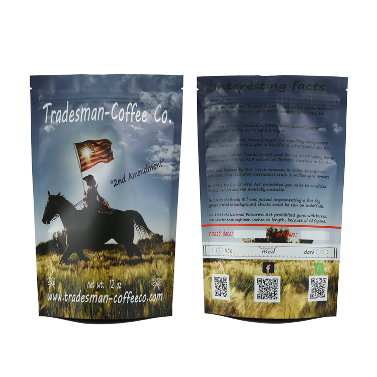 Recyclable Custom Printing Proof 12oz Coffee Bag Stand Up Zip Lock Pouch