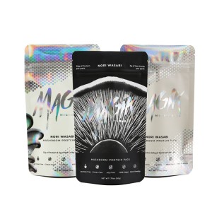 Resealable Laser Holographic Packaging Custom Hologram Print Zipper Pouch Holographic Mylar Bag