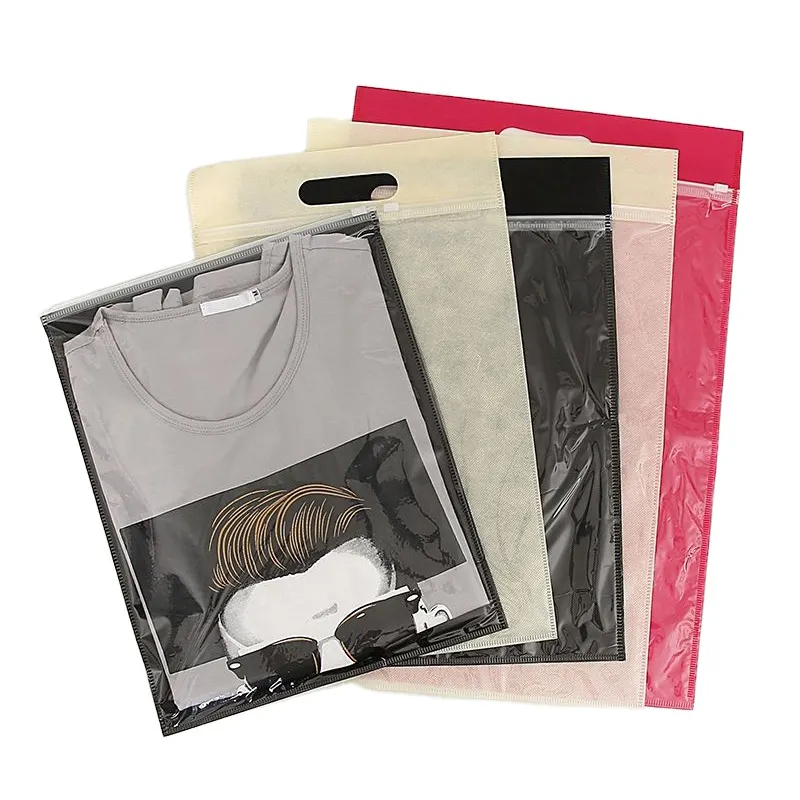 حقيبة بسحاب للتغليف البلاستيكي للملابس المخصصة غير المنسوجة cpe pe pp البلاستيكية