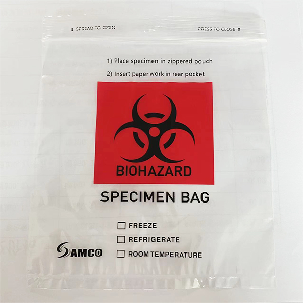 Tıbbi Sınıf Tek Kullanımlık Biyolojik Tehlike LDPE Plastik Fermuar Taşıma Kilitli Toplama Biyolojik Tehlike Numune çantası