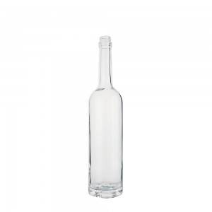 Long neck clear glass 750 ml liquor bottle
