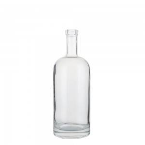 Custom 700 ml round shape liquor bottle with cork