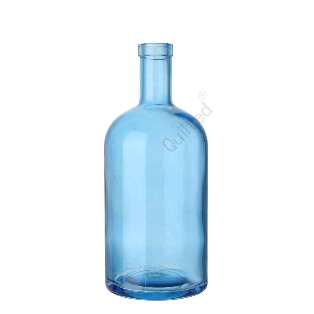 High-Quality Cheap Glass Bottles Factories Pricelist- 500 ml blue color round liquor glass gin bottle  – QLT