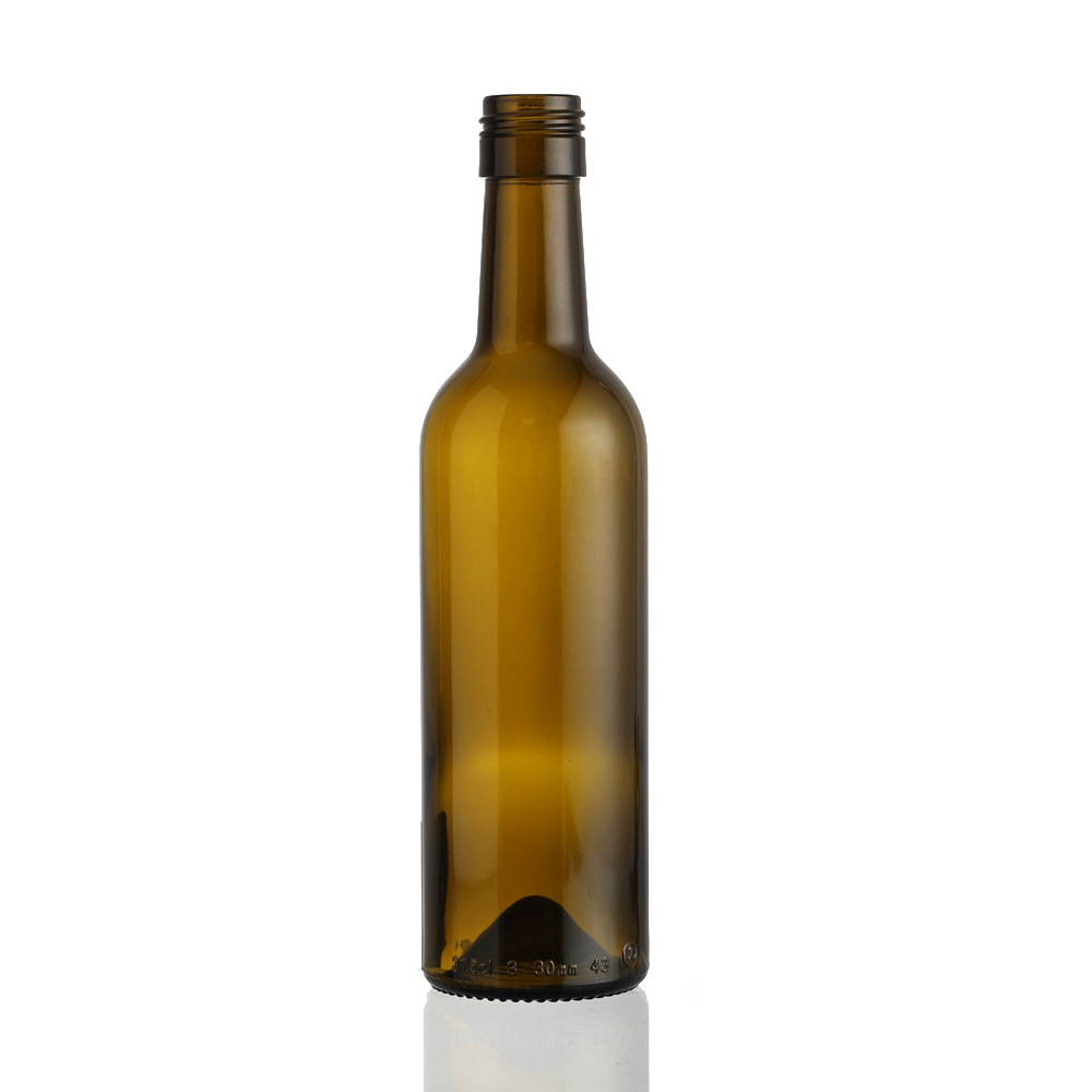 China Wholesale Vodka Metal Bottle Factories Pricelist-  Fancy 375 ml amber wine glass bottle with screw  – QLT