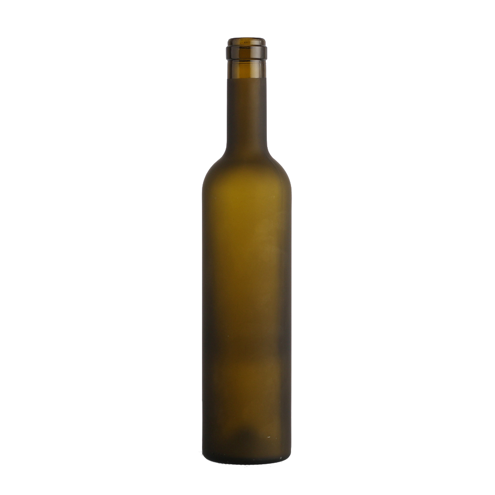 China Wholesale Vintage Glass Liquor Bottles Factories Pricelist- 500 ml frosted amber glass wine bottle with cork  – QLT