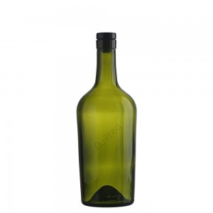 750 ml green color liquor spirit glass bottle with cork