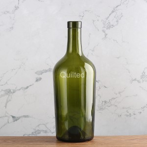 750 ml round shape green liquor glass bottle