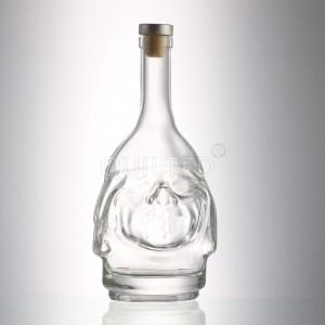 Unique shape 500 ml clear liquor glass tequila bottle