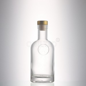 Small round 375 ml clear liquor glass gin bottle