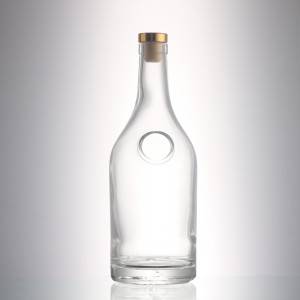 750 ml clear logo glass liquor bottle