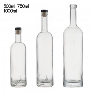 500 ml 750 ml 1000 ml clear liquor glass bottle