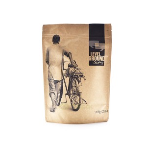 Customized kraft paper stand up pouch for coffee beans packaging