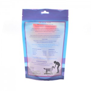 Factory  China Pet Food Packaging Quad Seal Flat Bottom Bag Stand up Pouch Without Zipper