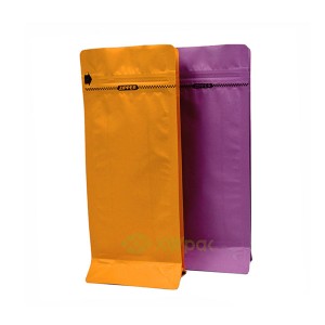 Printed Roasted Coffee Bean Packaging Square Bottom Bag With Valve And Pull-Off Zip