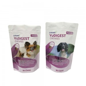 1.3kg Printed Dry Dog Food Packaging Stand Up Pouches with Zipper and Tear Notches
