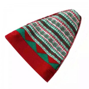 Factory Custom Fashion Beanie Hats Unisex Pompom Knitted Beanie Hat Christmas Pattern Warm Hat