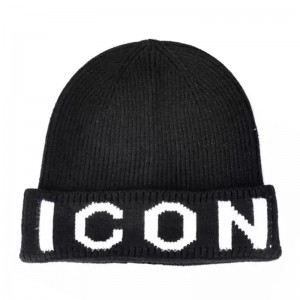 Custom Soft Winter Hat Knitted Beanies Elastic Letter Printing Solid Color Wool beanie Hat For Men And Women