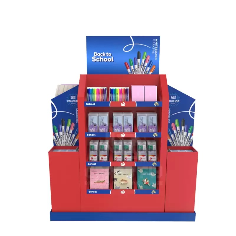Quality Inspection for Promotional Dump Bins - Back to School Bus Shape Woolworths Point of Sale Promotional  Stationery Full Pallet Display – Raymin
