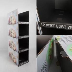 10 Years Factory China Cardboard Four Tiers Counter Display Case for 12pcs bowl set