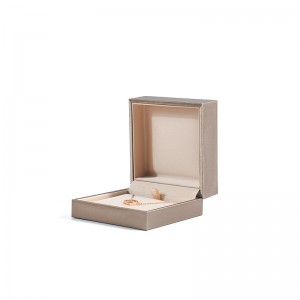 High-grade Classic Rose Gold Brushed PU Leather Jewelry Box for Ring, Necklace and Bracelet