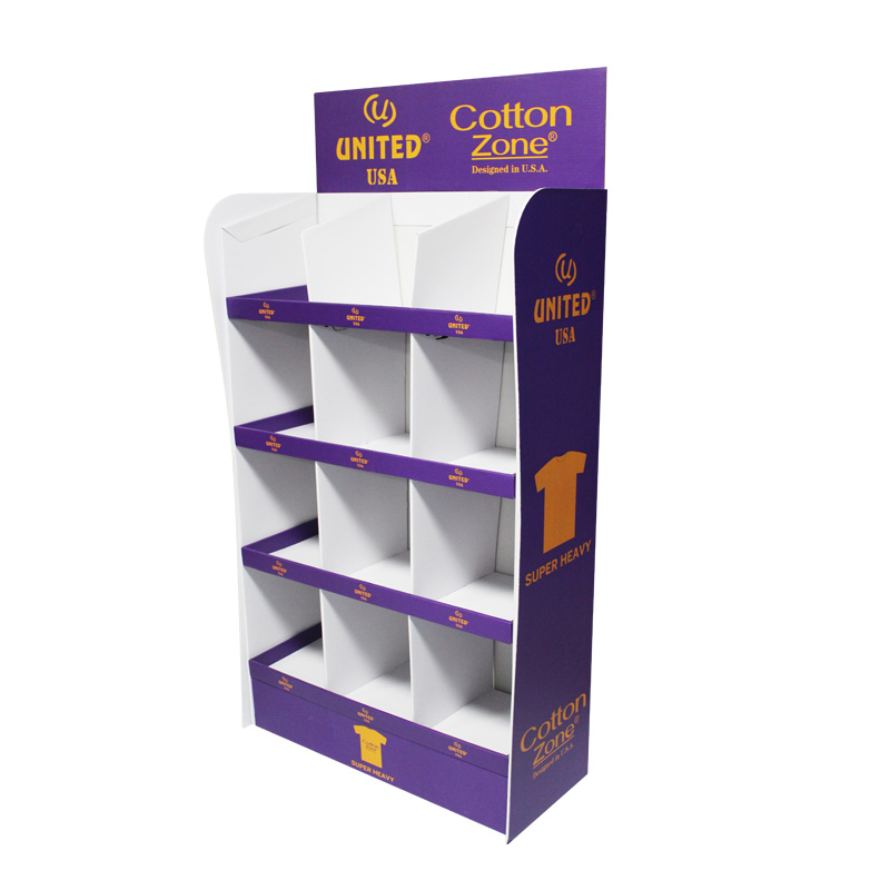 100% Original Cardboard Shipper Display - Cotton Zone 4 Tier Marketing Floor Shelf Displays for Cloth or Costumes – Raymin