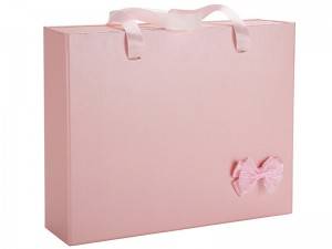 Wholesale Folding Cardboard Box - Sweet pink drawer box with pink ribbons and bow – Raymin