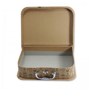 Biodegradable Material Kraft Paper Cosmetic Gift Packaging Suitcase Box with Metal handle and Lockers