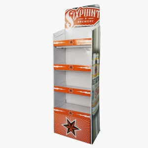 4 Tier Retail Sixpoint Brewery Point of Sale Cardboard Floor Display with Metal Tubes Under Each Shelf