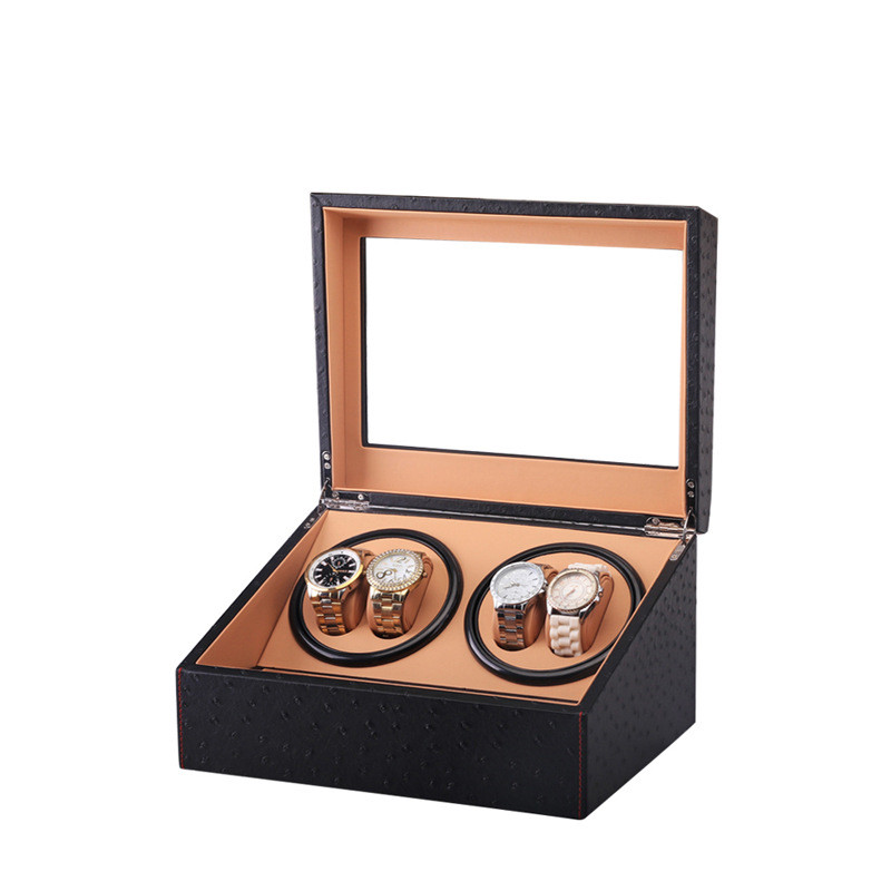 PriceList for Folding Carton Boxes - High Class Ostrich Leather Pattern Double Motors Watch Shaker Case Design for Holding 4 +6 pcs Smart Watches – Raymin
