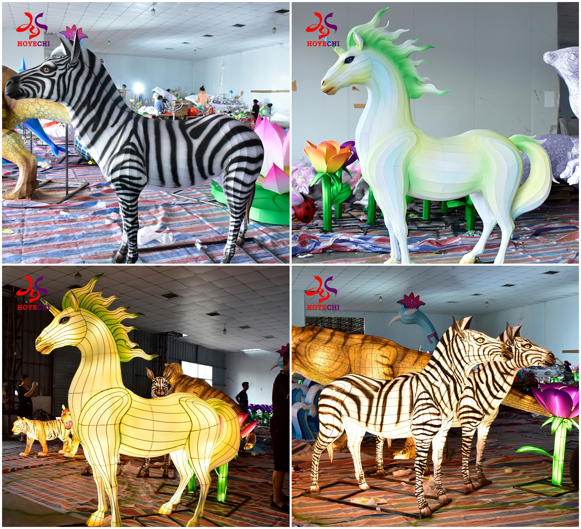 Zebra and Horse Light Sculpture