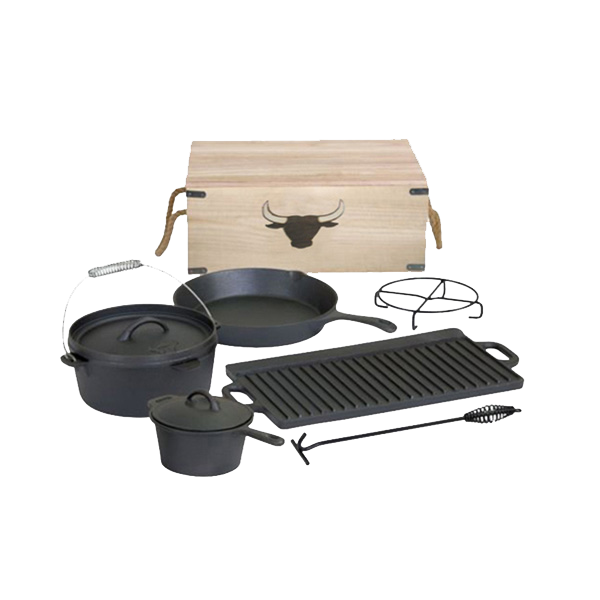 Factory Supply Iron Cast Grill Pan - Cast iron Outdoor Camping Cookware Set PCS940 – PC