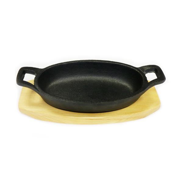 Factory Supply Iron Cast Grill Pan - Cast Iron Fajita Sizzler/Baking with Wooden Base PC215/216 – PC