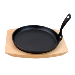 Cast Iron Fajita Sizzle/Baking Pan with Wooden Base PC912/914