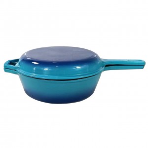 Cookwin Double use Cast Iron Dutch Oven Cast Iron Casserole with long handle PCD265A