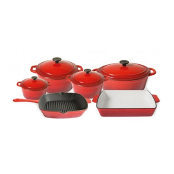 Professional Design Cast Iron Teapot Set - Enamel Cast iron Cookware Set PCS100A – PC