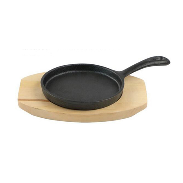 Chinese wholesale Cast Iron Frying Pizza Pan - Cast Iron Fajita Sizzler/Baking with Wooden Base PCP13C/17C – PC