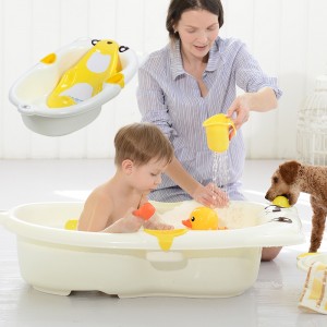 Cartoon Bear Large Baby bath tub with Bath Support